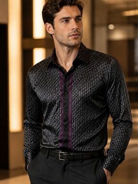 INC International Concepts Men's Navy Patterned Dress Shirt